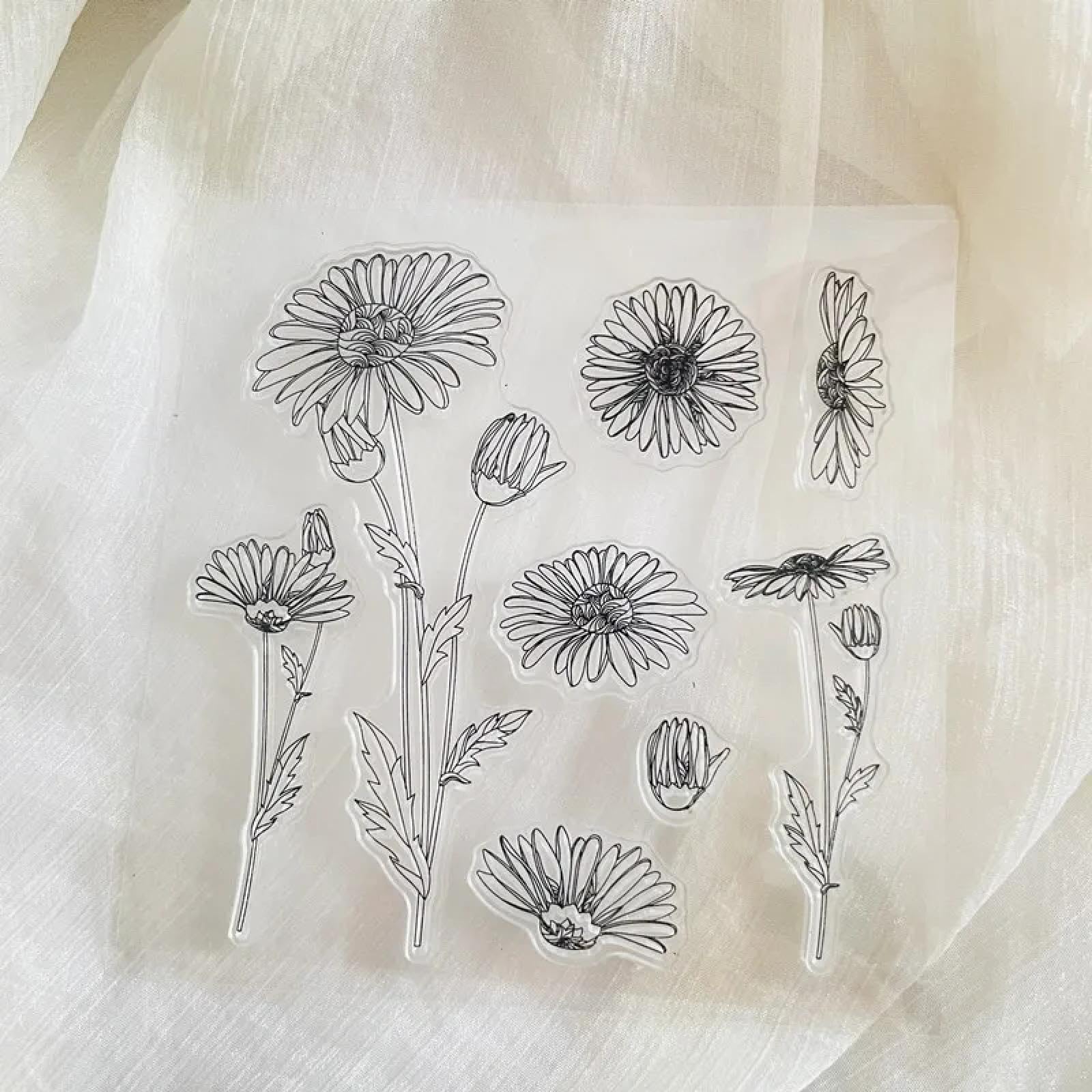 Timbri per artigianato, forniture per la creazione di biglietti, 11 x 11 cm girasole pianta timbro trasparente in silicone timbro sigillo foglio per scrapbooking foto album decorazione