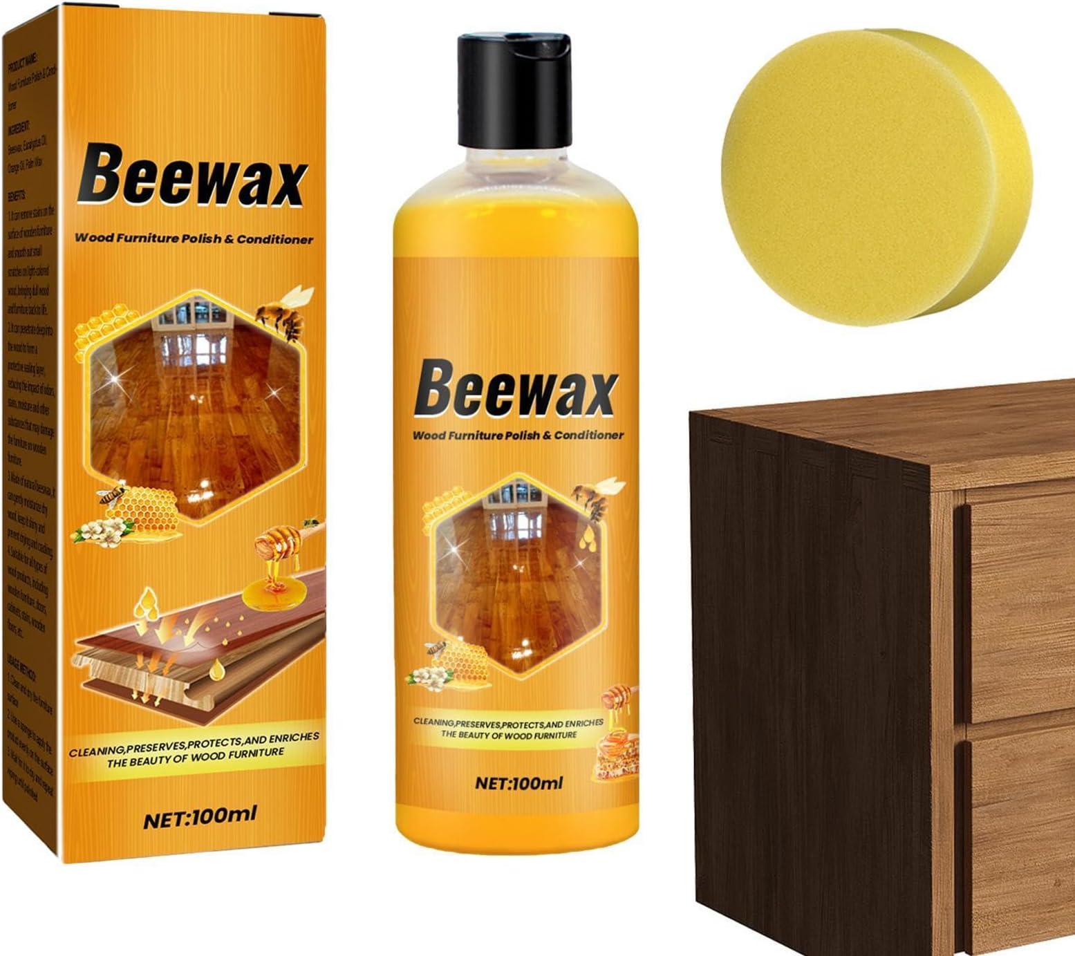ミツロウクリーナー剤 100ml Bee's Wax 家具艶出し剤Bee's ワックス家具艶出し剤 ビスタ100ml ナチュラルミツバチワックスがけポリッシュ 木材保護クリーナースプレー 木材用多機能 磨き剤 マルチサーフェス ビスタ 用天然木ポリッシュ 多機能 磨き 多面用の光沢と保護 指紋の除去 テーブル用 クリーナー