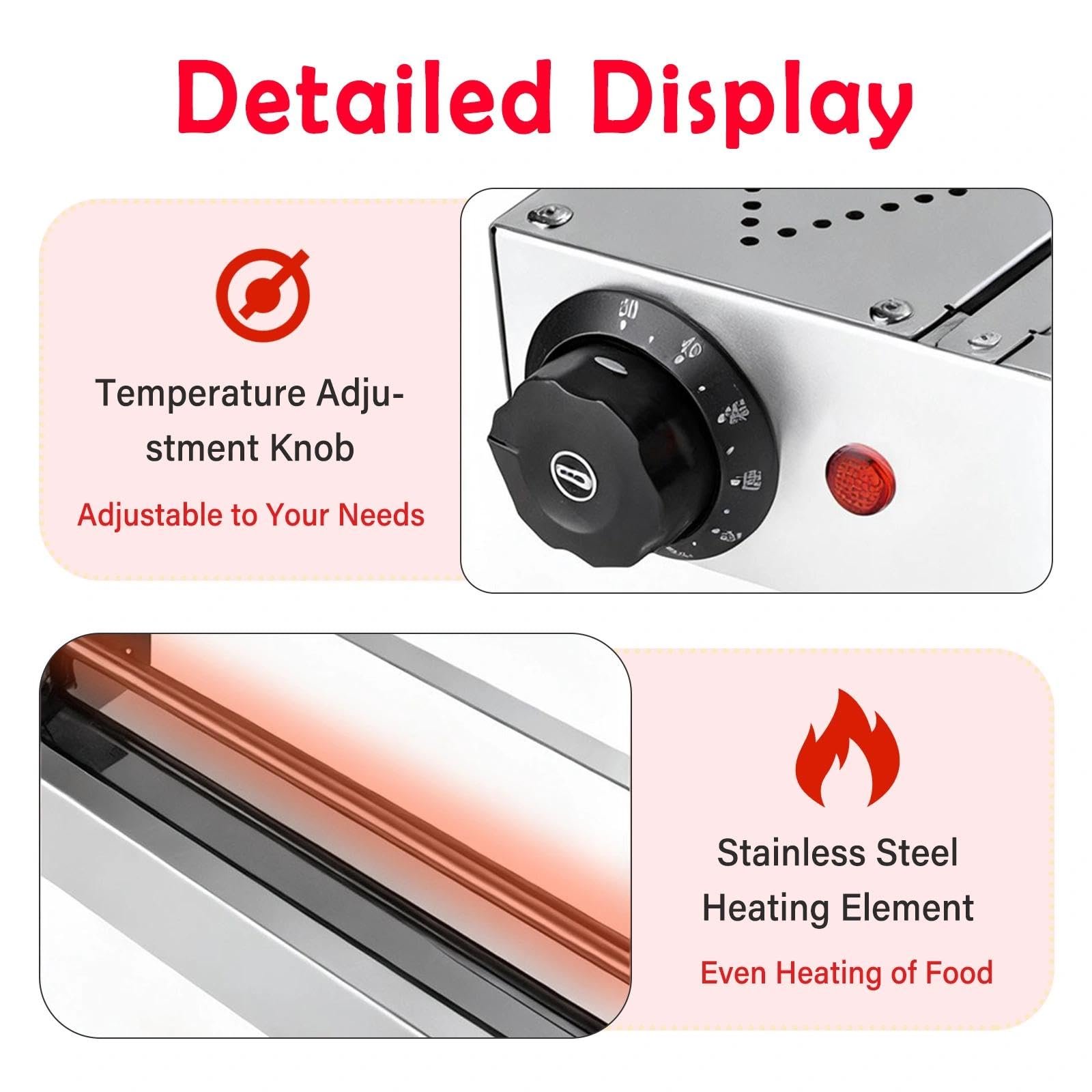Lampara de Calor de Alimentos, Lampara Calentador Comida para Buffet, Restaurante, Cantina, Pizza, Calentador de Alimentos Acero Inoxidable Colgante Temperatura Ajustable(30-85℃)(60cm)