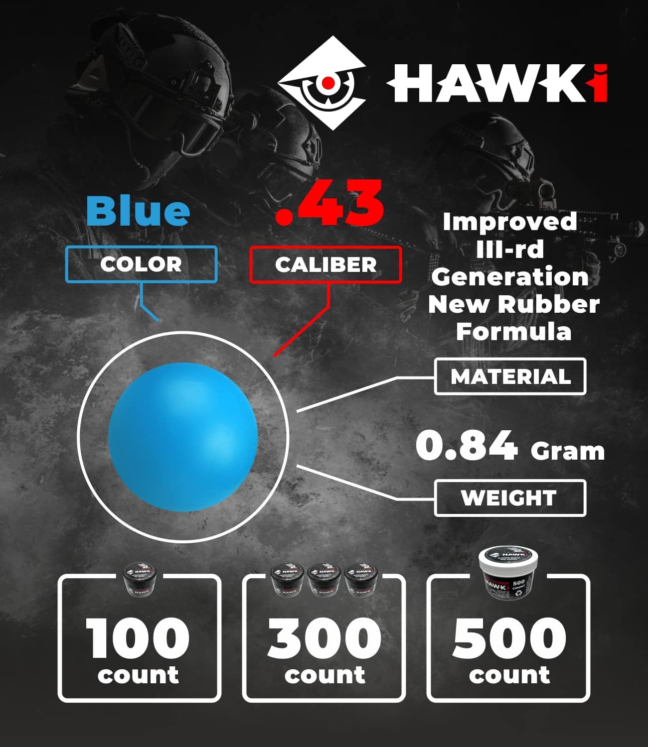 Hawki Rubber Balls .50 or .43 Cal Reusable Training Soft Rubber Balls Less Lethal for Paintball Guns