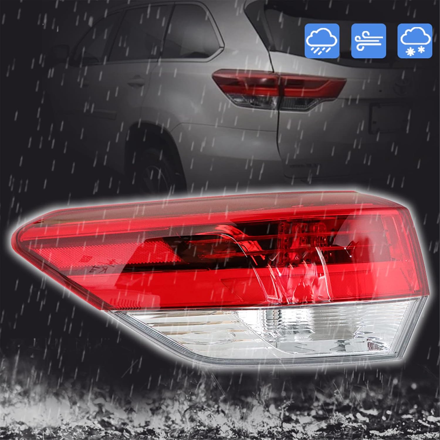 1-Pack LH Tail Light Assembly Replacement for 2017-2019 Highlander Driver Side 815600E161