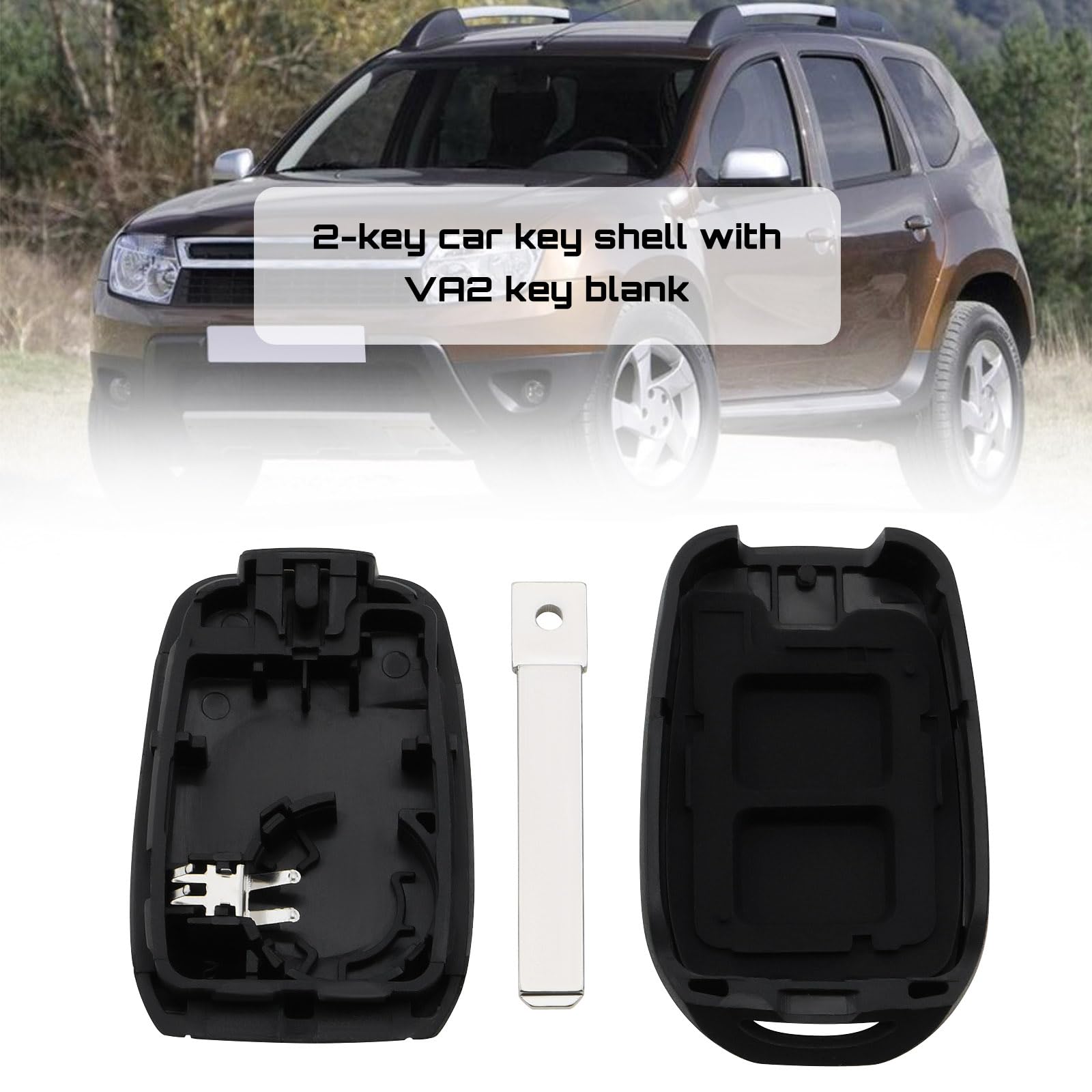 LT Easiyl 2 Buttons Remote Case Car Key Fob with VA2 Blade Compatible with Dacia Compatible with Duster Compatible with Logan Compatible with Sandero - Image 2