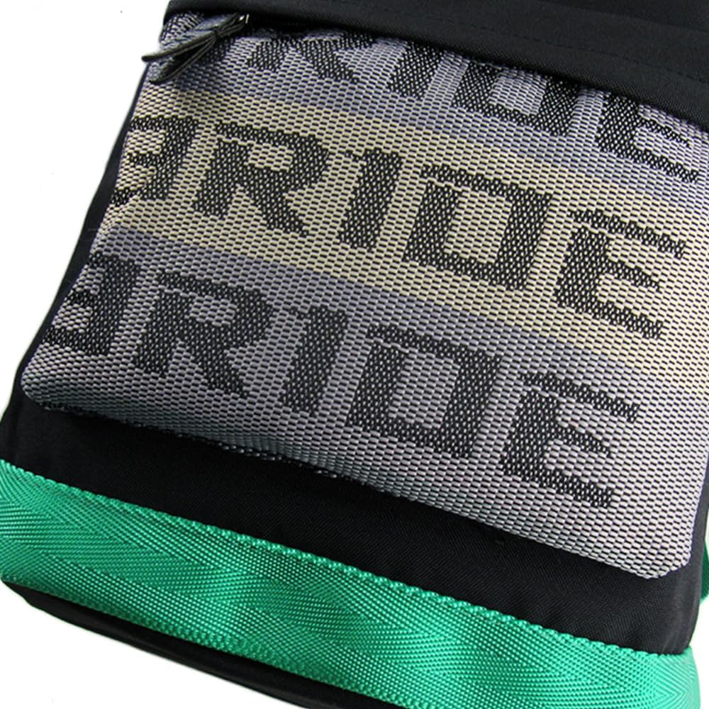 W-POWER JDM Bride Recaro Racing Laptop Travel Backpack Brown Bottom with Adjustable Harness Straps (Bride G - Green TAK Strap)