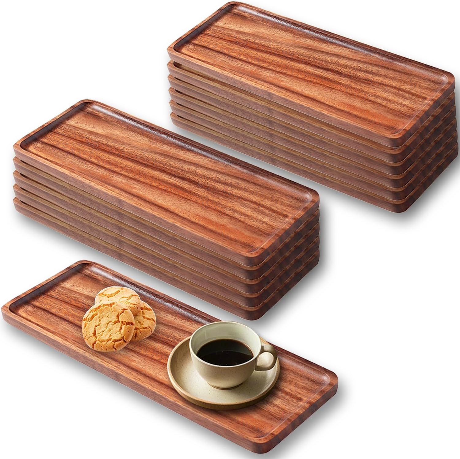 Solid Wood Serving Platters and Trays of Natural Acacia Wood Log Charcuterie Boards,Cheese Board (12, 13.8"L x 5.5"W x 0.6"H)