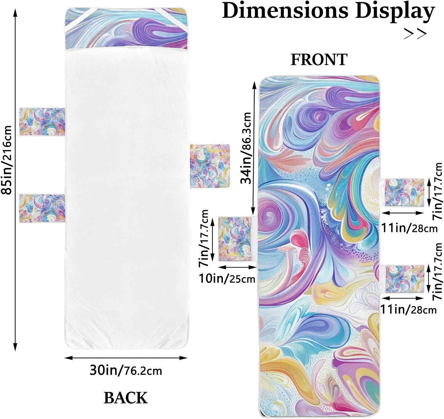 Abstract Art Colorful Leaves Patio Chaise Lounge Chair Cover Waterproof Outdoor Chair Covers with Windproof Straps for Outdoor Sunbathing Trips, 85" X 30"