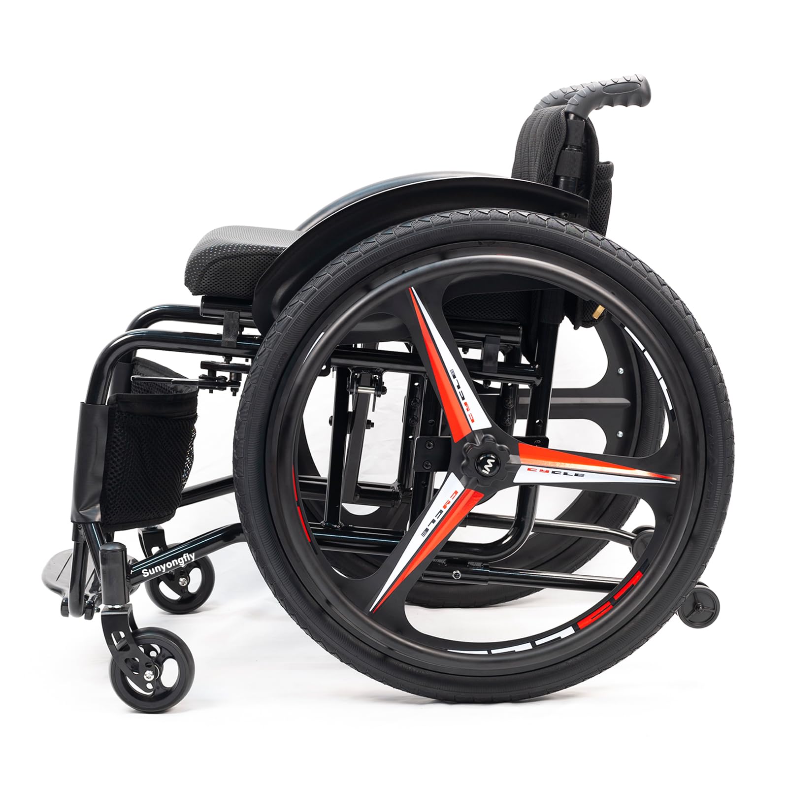 Silla de Ruedas Ligera para Adultos Silla de Ruedas de Aluminio Silla de Ruedas Deportiva Plegable Cómodo Respaldo Acolchado con reposapiés Ajustable y Altura de Asiento(Seat Width 40cm,B)