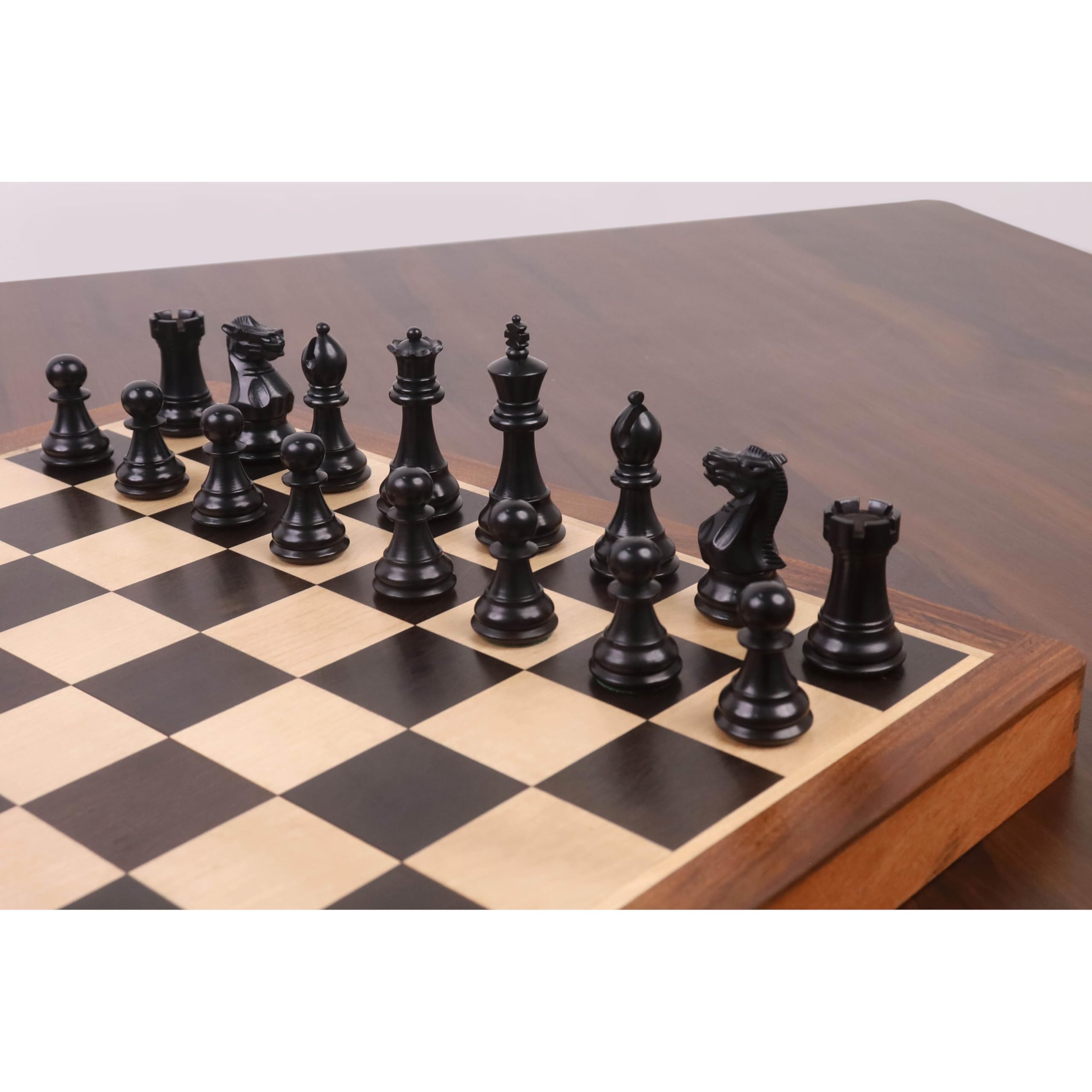 Royal Chess Mall- Set di scacchi da viaggio magnetico della serie Premier da 16 pollici- Scacchiera in legno di ebano e acero con pezzi in bosso ebanizzato