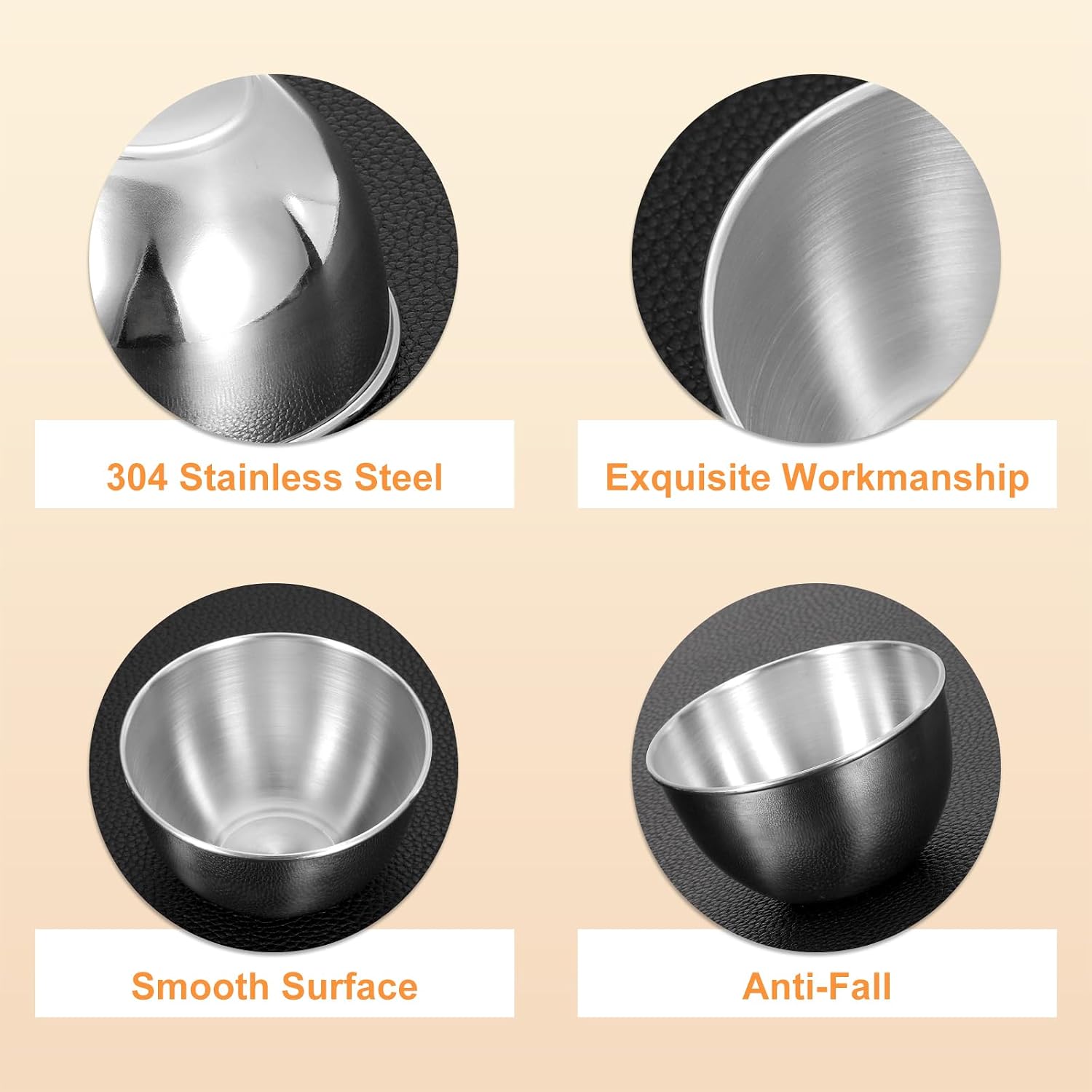 uxcell 8 Pcs 3.4 Inch Stainless Steel Sauce Dishes Kit, Seasoning Dishes and Spoons, Condiment Sauce Cups, Sushi Dipping Bowl Mixing Saucers Appetizer Bowls for Side Dish, Silver