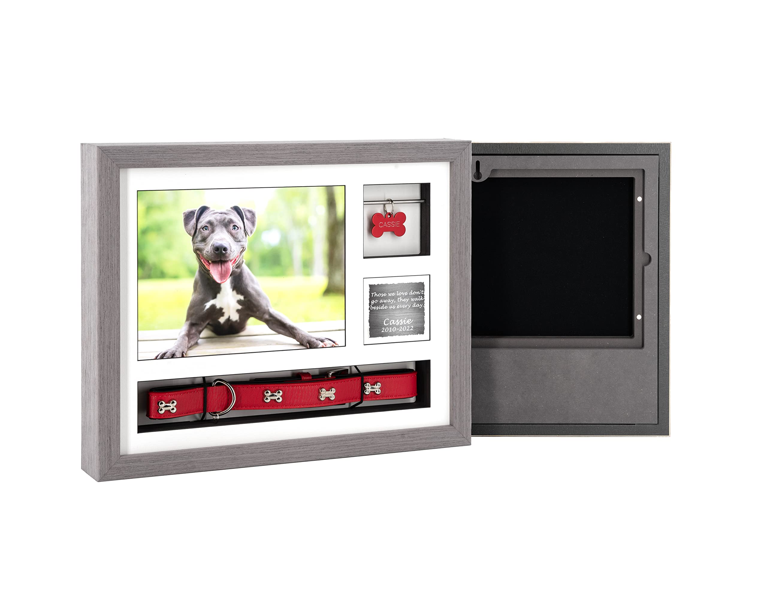 Dog Ashes Keepsake | Pet Urns for Dogs Ashes from Solid Wood | 14x11” Pet Memory Box with Pet Urn for Cat Dog Ashes | Pet Keepsake Urns for Dogs Ashes with Collar and Tag Gift Set (Grey)