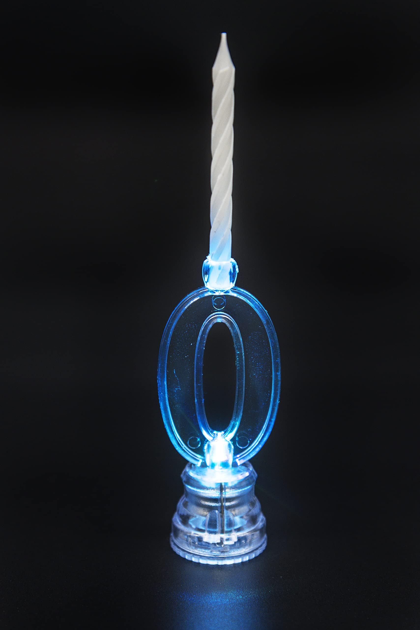 Number 0 LED Light Up Flashing Colour Changing Holder With 4 Wax Cake Candles Birthday Anniversary Table Decorations