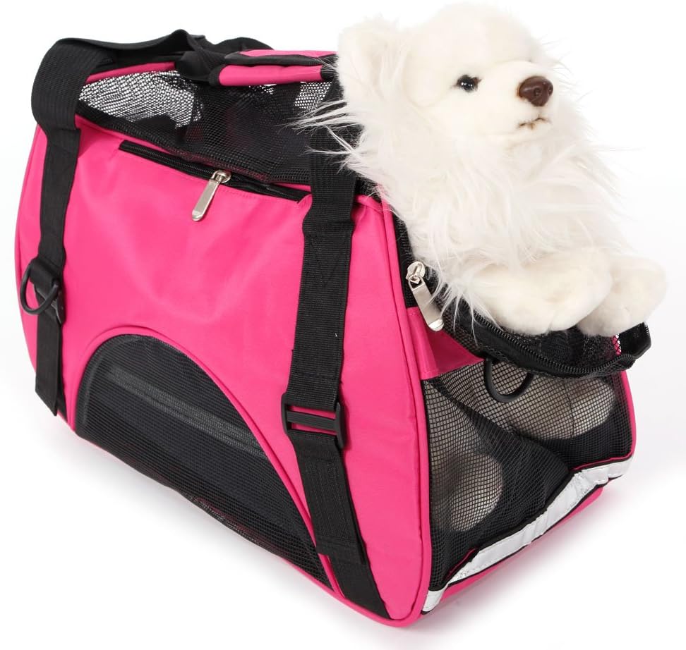 Thxbyebye Hollow-Out Portable Breathable Waterproof Pet Handbag Rose Red S