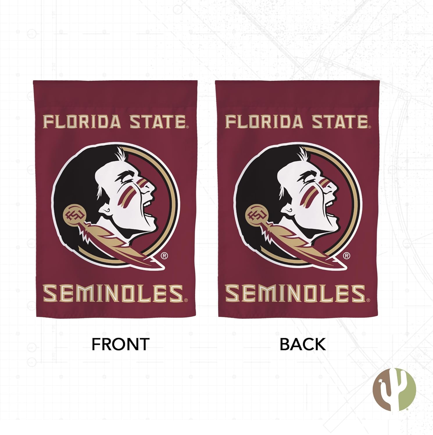 Desert Cactus Florida State University FSU Garden Flag – 19 x 12 inch Florida State Seminoles Banner, For Outdoor Display and Events (Design J) - Image 2