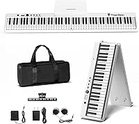 Vista 1 de Teclado de piano portátil, piano digital plegable semipesado de 88 teclas, tamaño completo, grano de madera, teclado de piano eléctrico