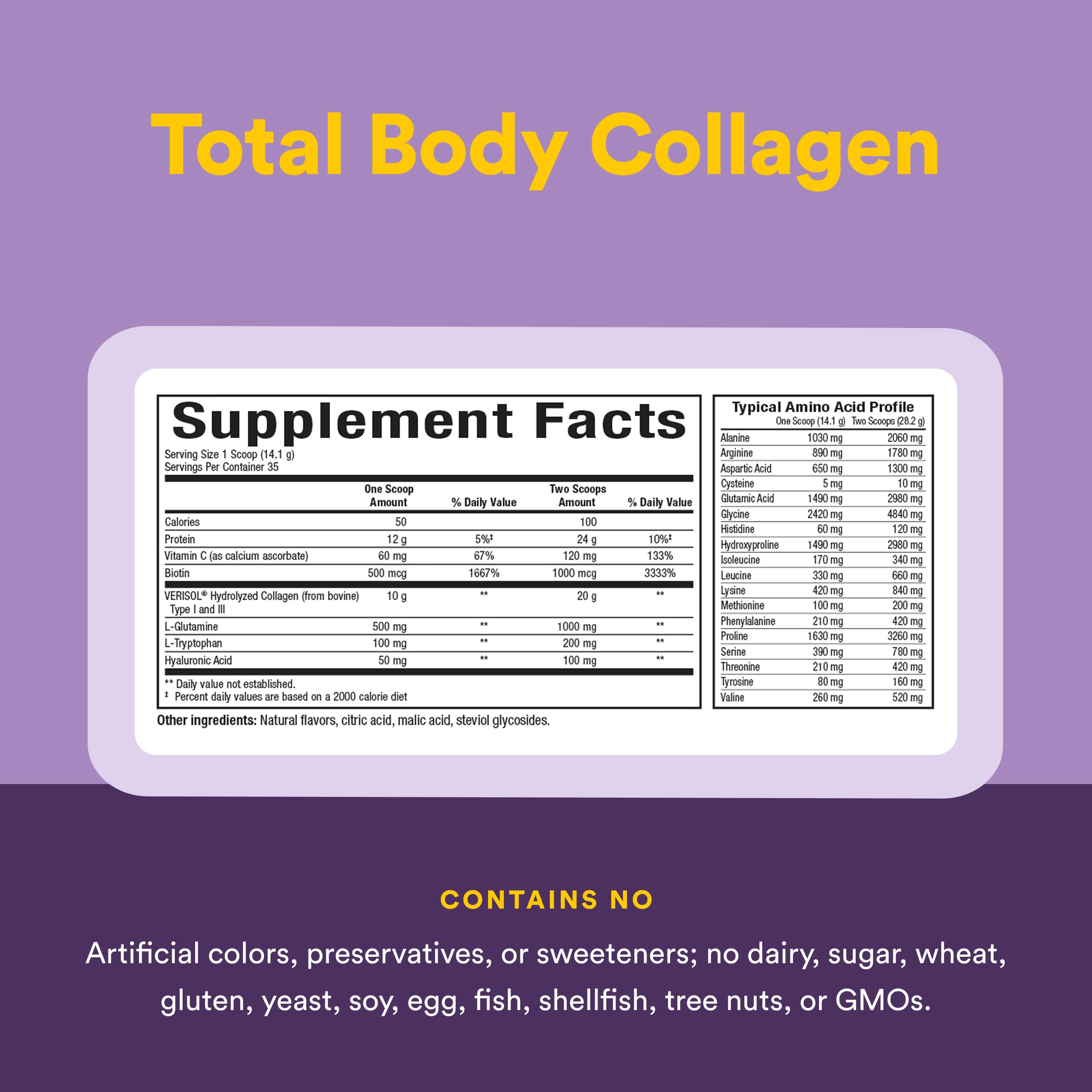 Total Body Collagen Peptides Powder Supplement, Pomegranate, 500 g — Amazon image 4