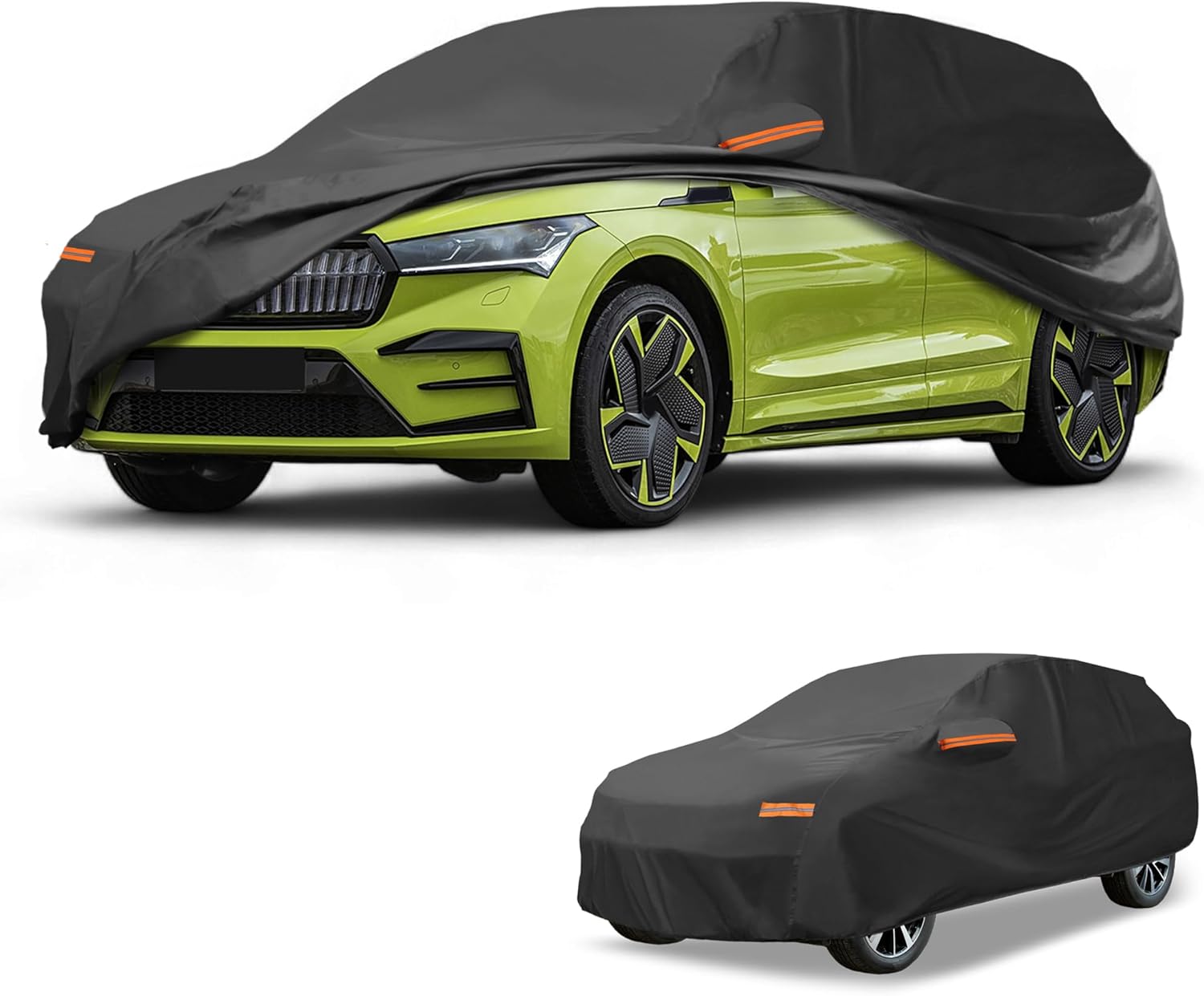 All-Weather Waterproof Car Cover - UV-Resistant Outdoor Full Exterior Protection for Skoda Enyaq 190T-PU Black with Right Side Zipper