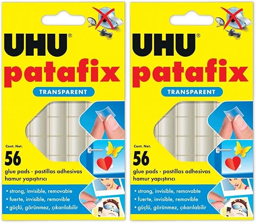 UHU Patafix - Almohadilla de pegamento transparente de doble cara total 112 almo