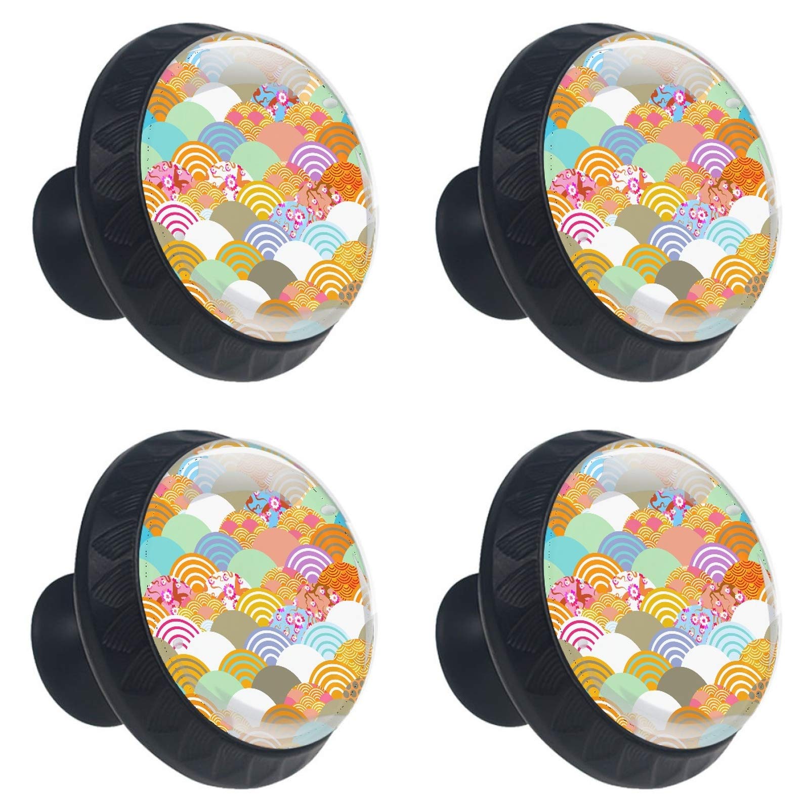 Boutons ronds en verre écailles de poisson pour tiroir de commode et meuble de rangement