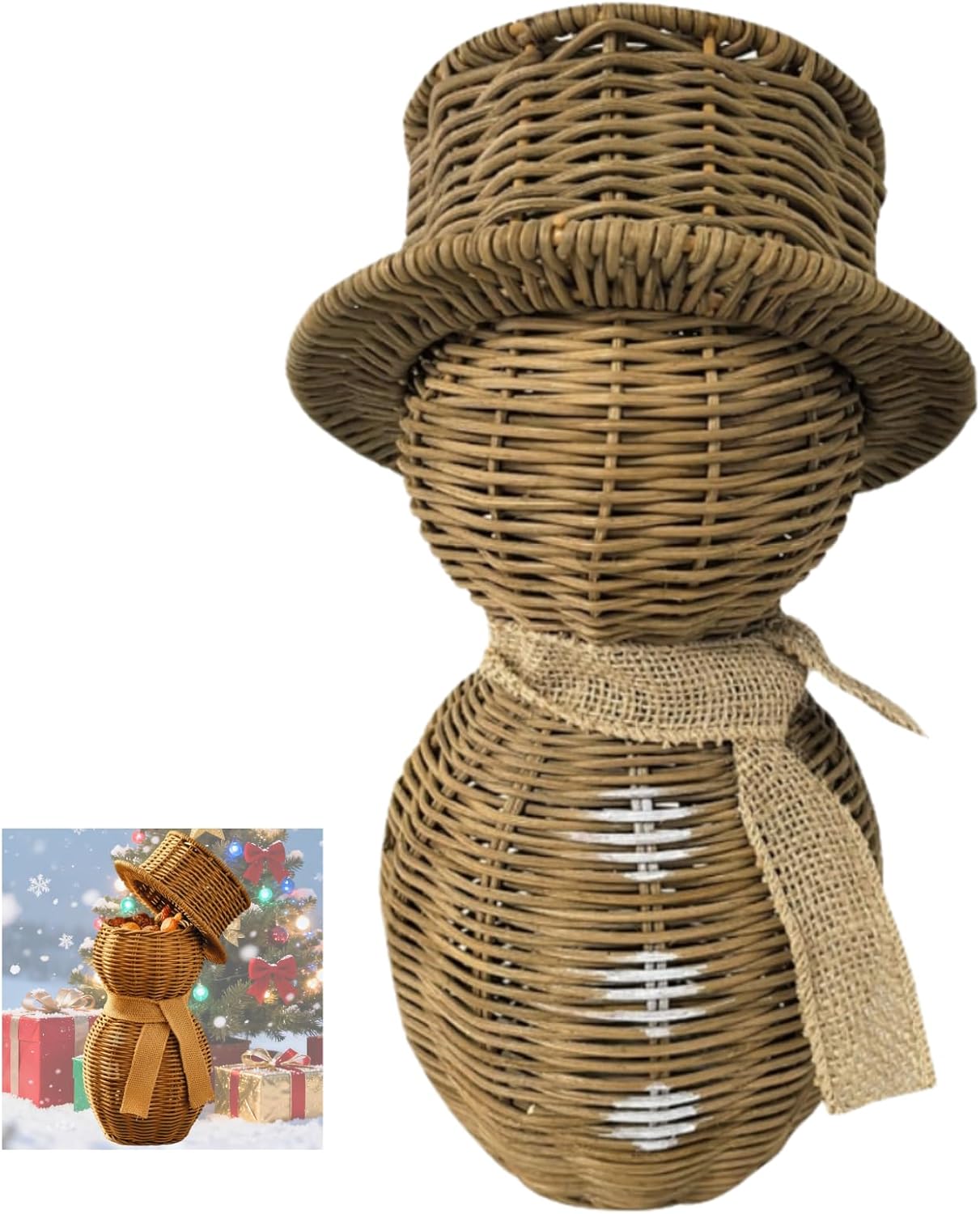 Handmade rattan storage container，Openable storage basket，Christmas ornaments，desktop ornament，Christmas gift，Compatible with living room, dining table, and bedroom (small)