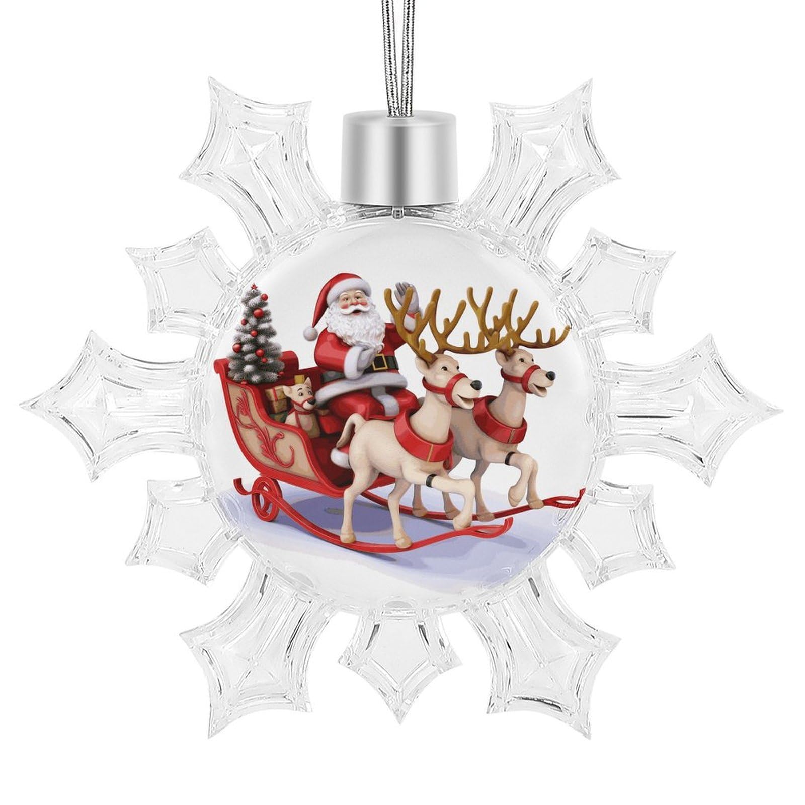 Santa Claus Reindeer Sled Snowflake Decorations, Winter Snowflake Ornaments Christmas Party Decorations Christmas Tree Decorations for Xmas Tree Winter New Year Party Supplies