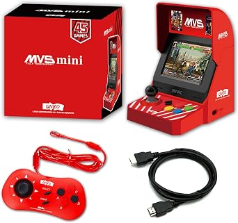 UNICO SNK MVS Mini Arcade and Red Controller Set [Included HDMI Cable], Pre-Loaded with 45 Officially Licensed SNK Neo Geo Games