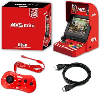 UNICO MVS Mini Arcade und Red Controller-Set [im Lieferumfang Enthaltenes HDMI-Kabel], Vorinstalliert mit 45 Offiziell Lizenzierten SNK-Spielen, Geschenke für Erwachsene und Kinder