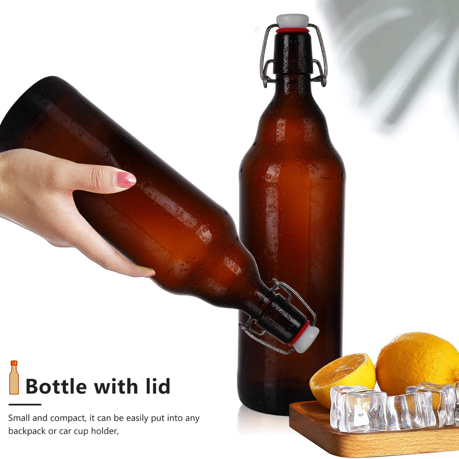 Alipis 2pcs Buckle Glass Beer Bottles Sealed Storage Jars for Home Use Thickened for Beverages and Enzymes