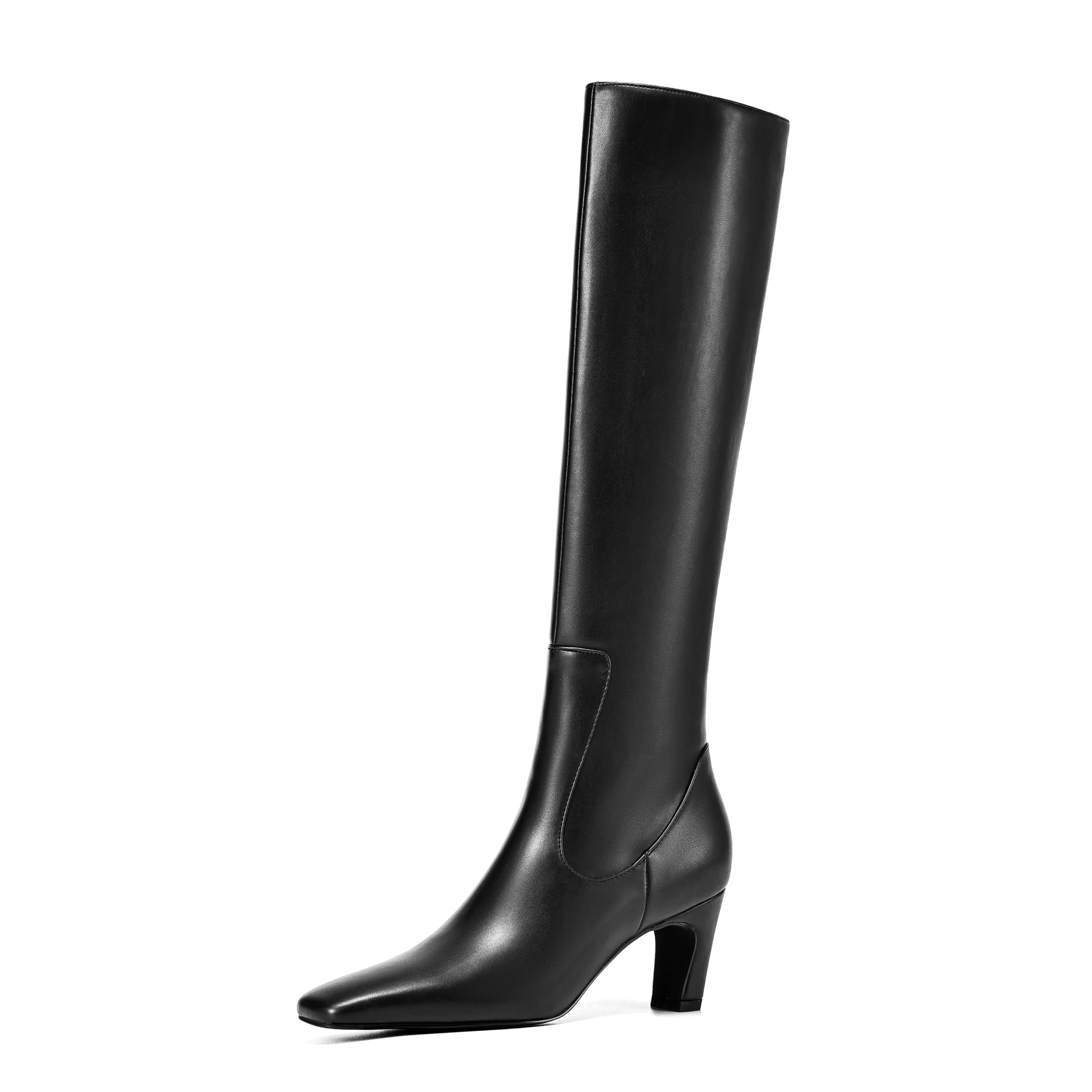 Knee High Boots Women Square Toe Tall Boots Chunky Block heels Long Boots Side Zipper Dress Fashion Boots
