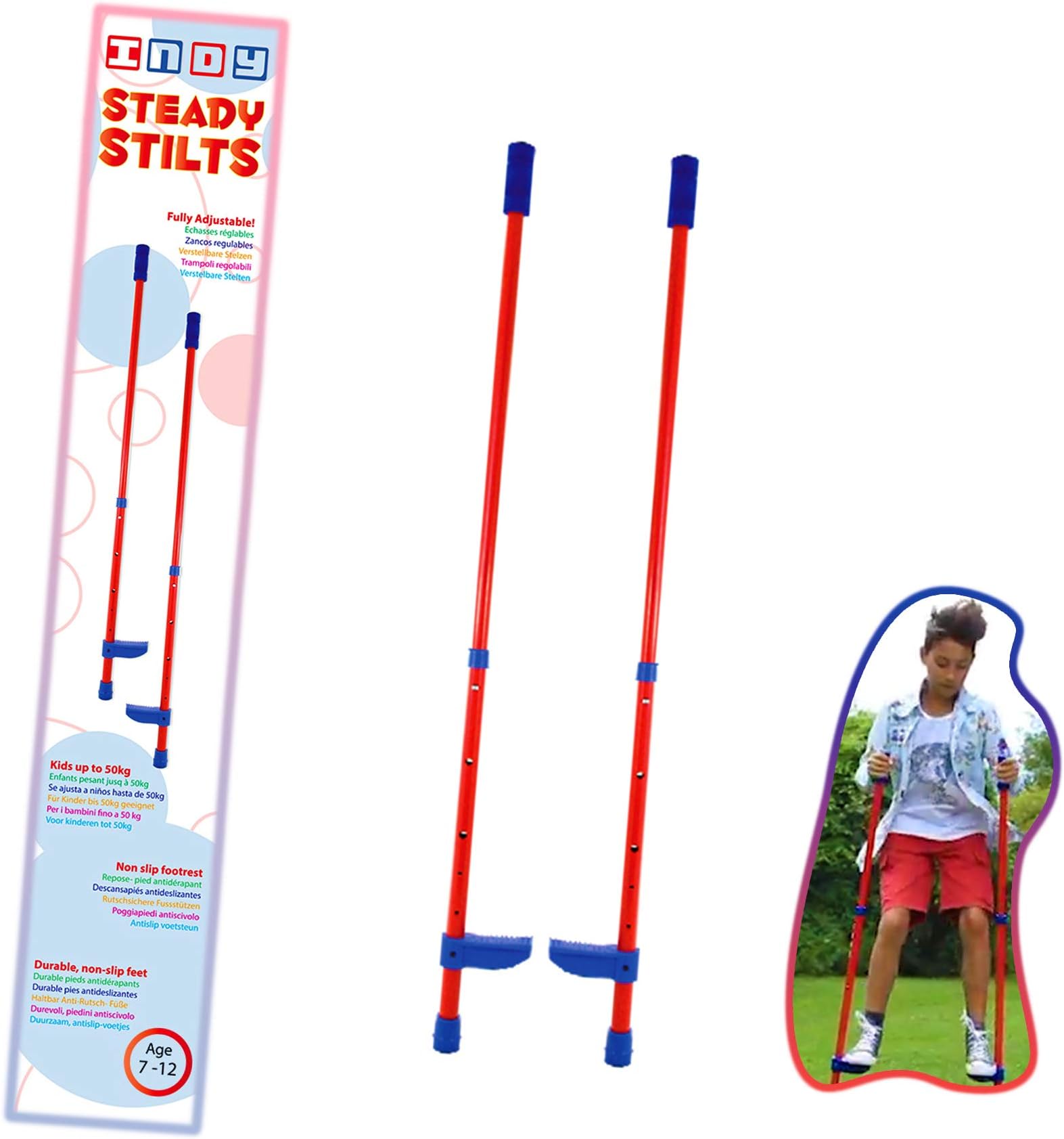 Indy steady steel adjustable hand held walking junior stilts