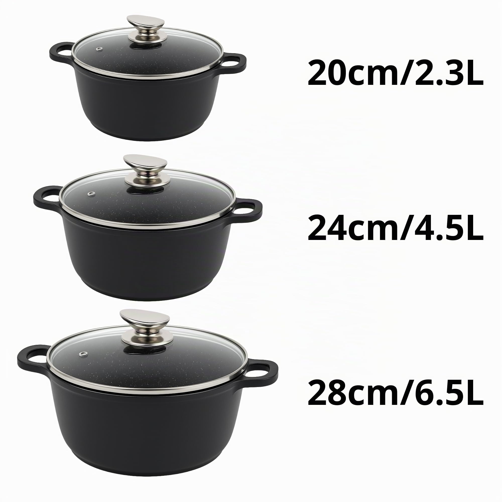 Set di Pentole 22 Pezzi Antiaderenti con Bistecchiera Batteria di Pentole e Padelle con Coperchi in Vetro, Manici Removibili, Mestoli e Accessori in Silicone Per Tutti i Piani di Cottura, Induzione