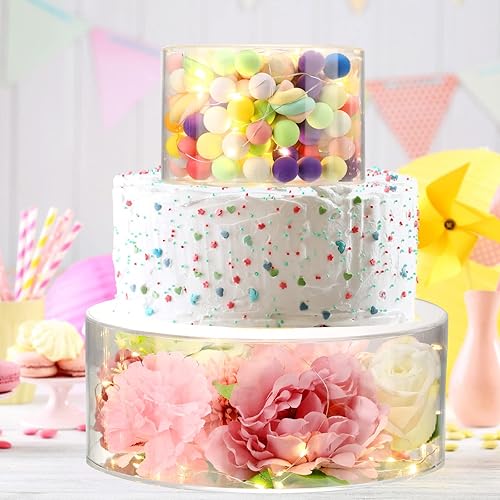 Miniatura 5 de 2 soportes acrílicos rellenables para tartas, elevador transparente para tartas con luces LED, soporte cilíndrico de 10 pulgadas de profundidad x 4