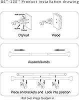 Vista 4 de Barra de cortina doble de 1 pulgada con remates y retenes de bola geográfica (84-120 pulgadas, blanco desgastado)