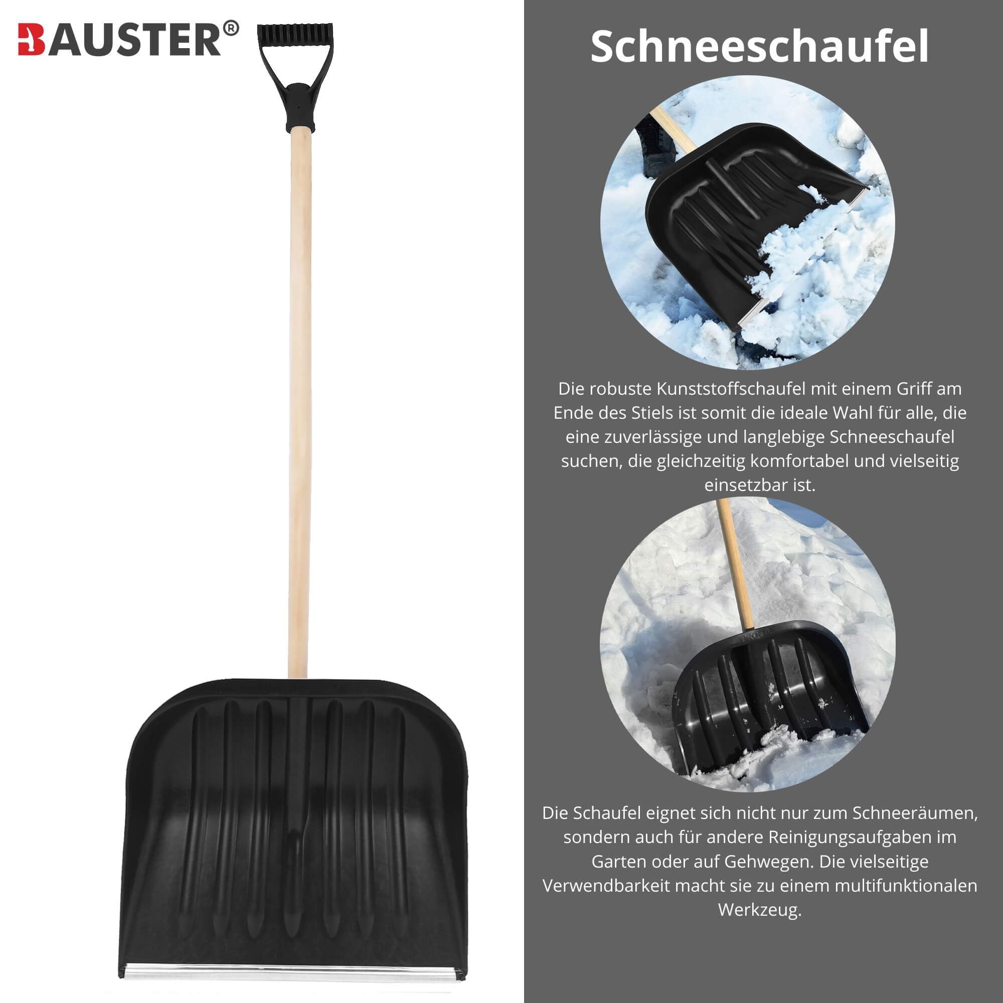 2X Schneeschaufel Kunstoffschaufel mit Holzstiel Schneeräumer für kleine und große Schneemengen Robust Schaufel für den Haushalt Hohe Quality Haushaltsschaufel Schnelle Schneeräumung