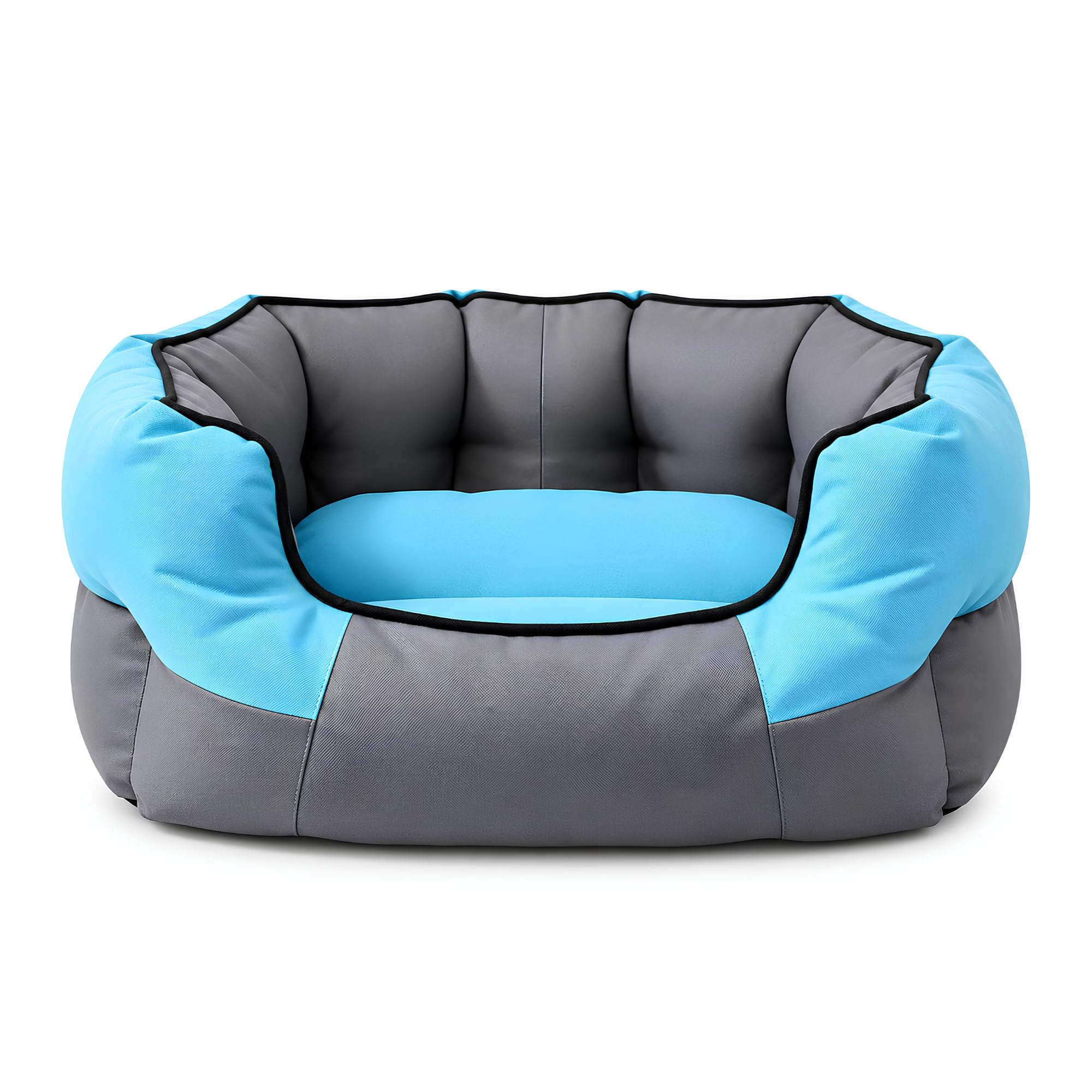 Soodie&Zuzu's Dog Bed Basket with Plush Fleece Lining, Non-Slip Base, Fibre Filled Pet Bed Basket for Dogs & Puppy, Washable, Multiple Sizes (Blue, 38 x 47 x 28 cm (L x W x H)) โ image 1