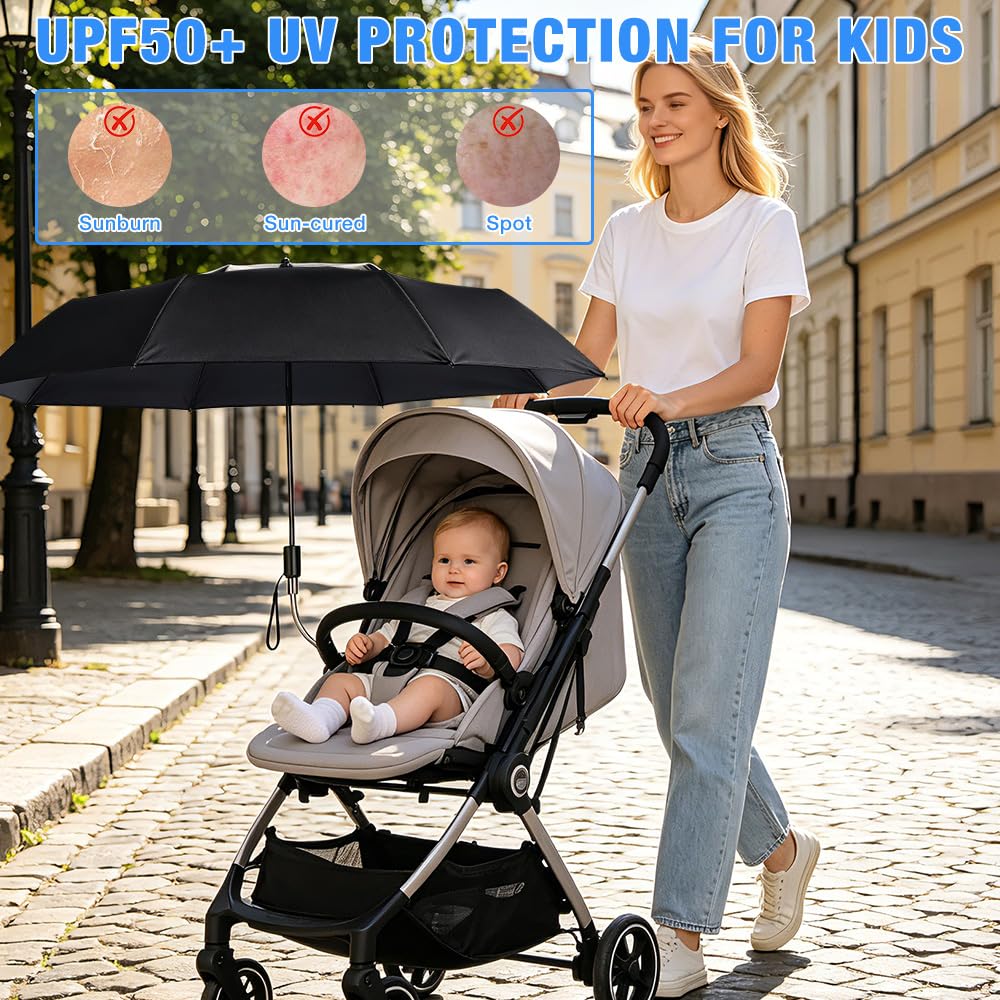 Mineup Sonnenschirm Sonnenschutz Für Kinderwagen & Buggy, Universal Sonnenschirm Kinderwagen, Kinderwage Regenschirm, Sonnenschir Buggy, UPF 50+, Faltbarer, Bequem Und Bequem Für Rund- Und Ovalrohre