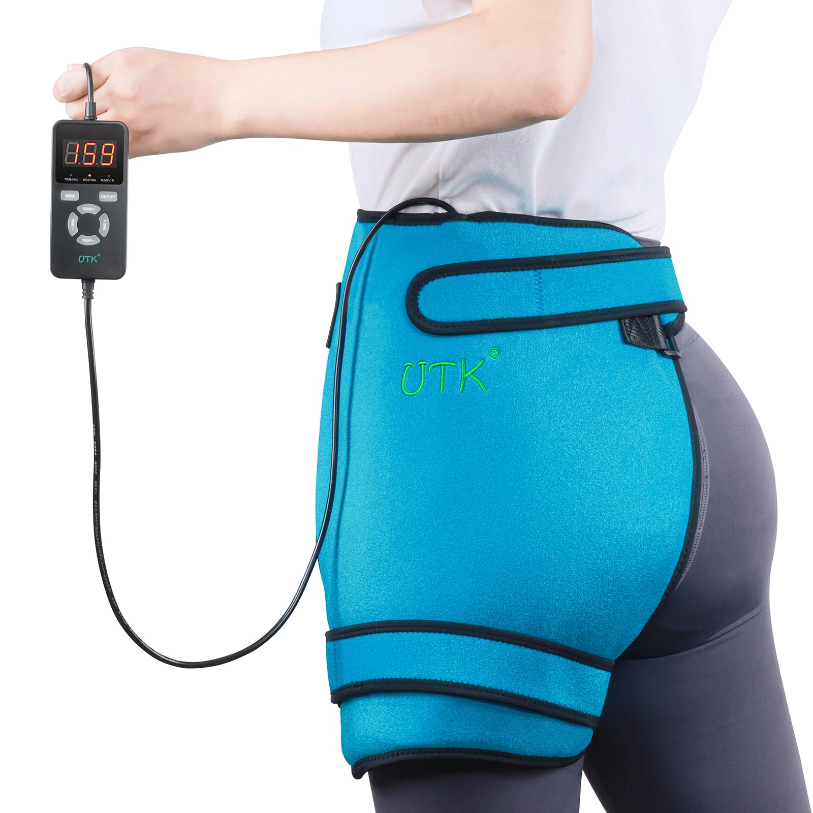 UTK Hip Heating Pad for Sciatica, 5X Far Infrared Heating Pads with 16 Natural Jades & Smart Controller, Lower Back/Thigh/Buttock/Abdomen Electric Heat Pad for Women (16.9 Inch)