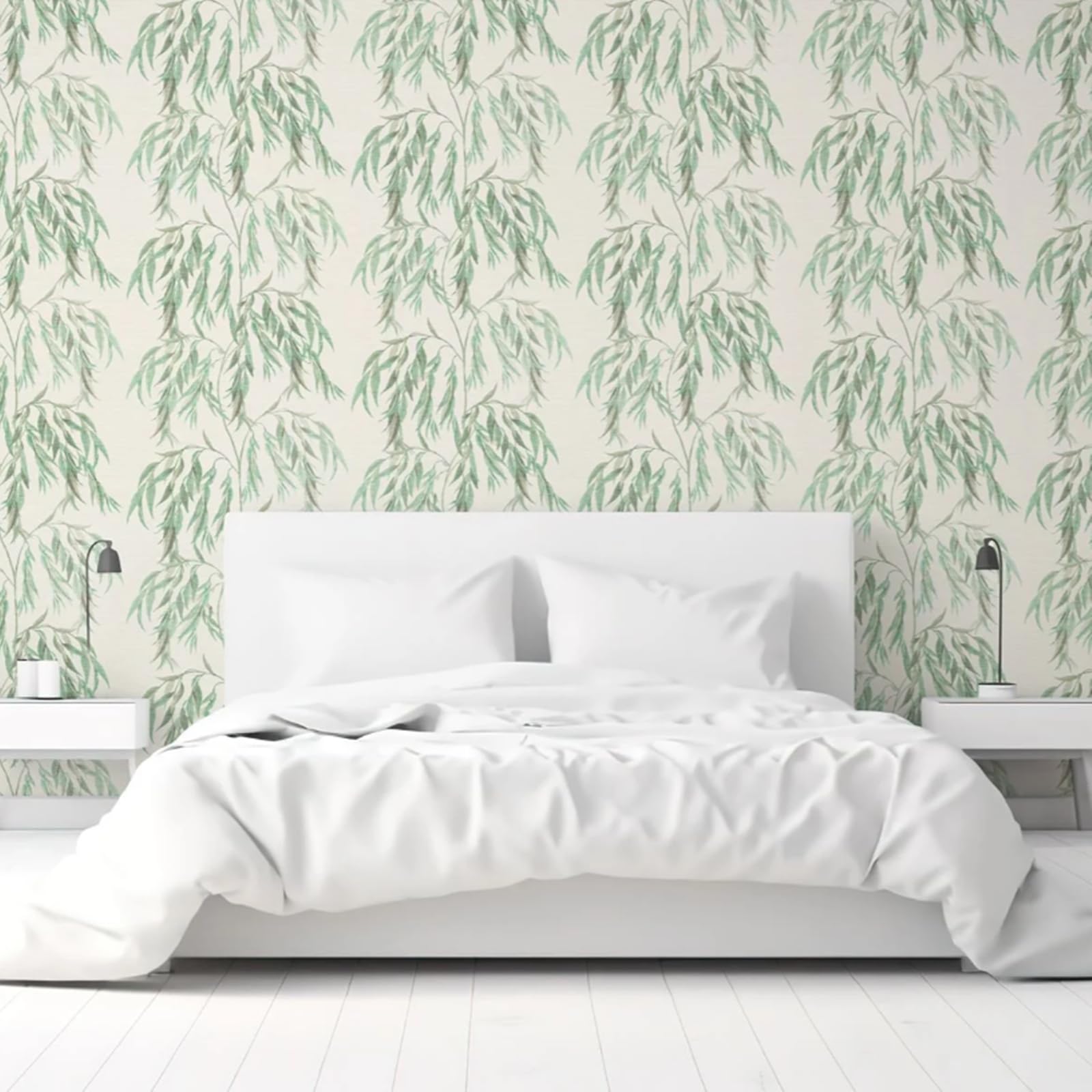 Sophie Laurence Green Hanging Leaf Leaves Wallpaper – Textured Finish, Washable, Paste The Paper For Feature Walls (Full Roll)