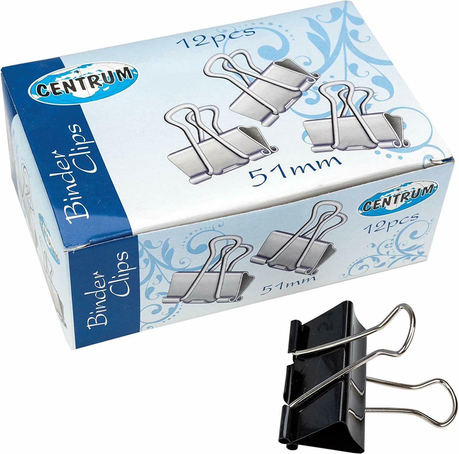 Black Binder Clips Large Paper Clamps Foldback Bulldog Clips for Office Stationery, Printer Paper (144 Pcs, 51mm)