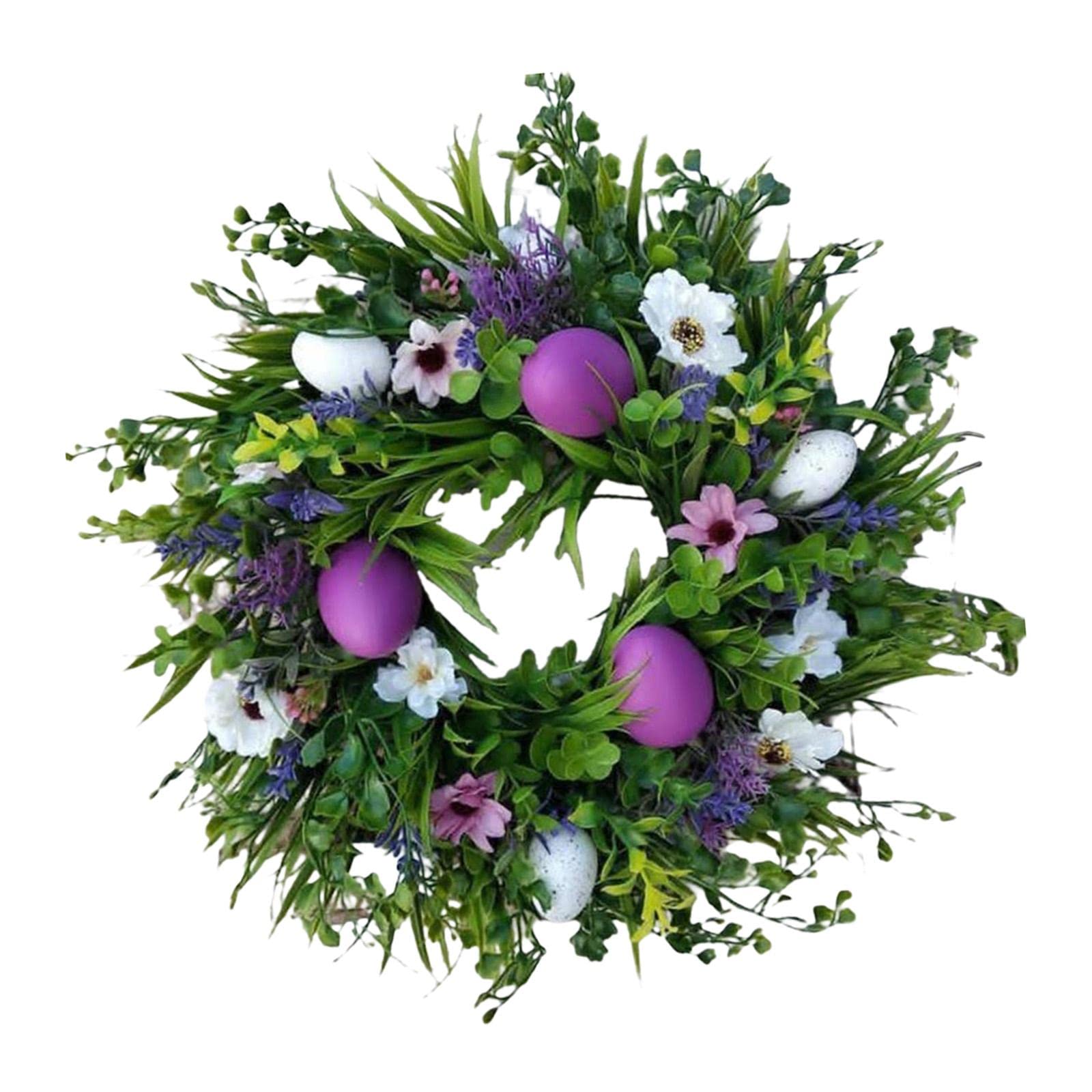 Corona de Pascua con Flores Artificiales Guirnalda de Huevos de Pascua Y Hojas Decorativas Adorno para Puerta O Pared Adecuada para Y Reu, Estilo f, tal como se describe