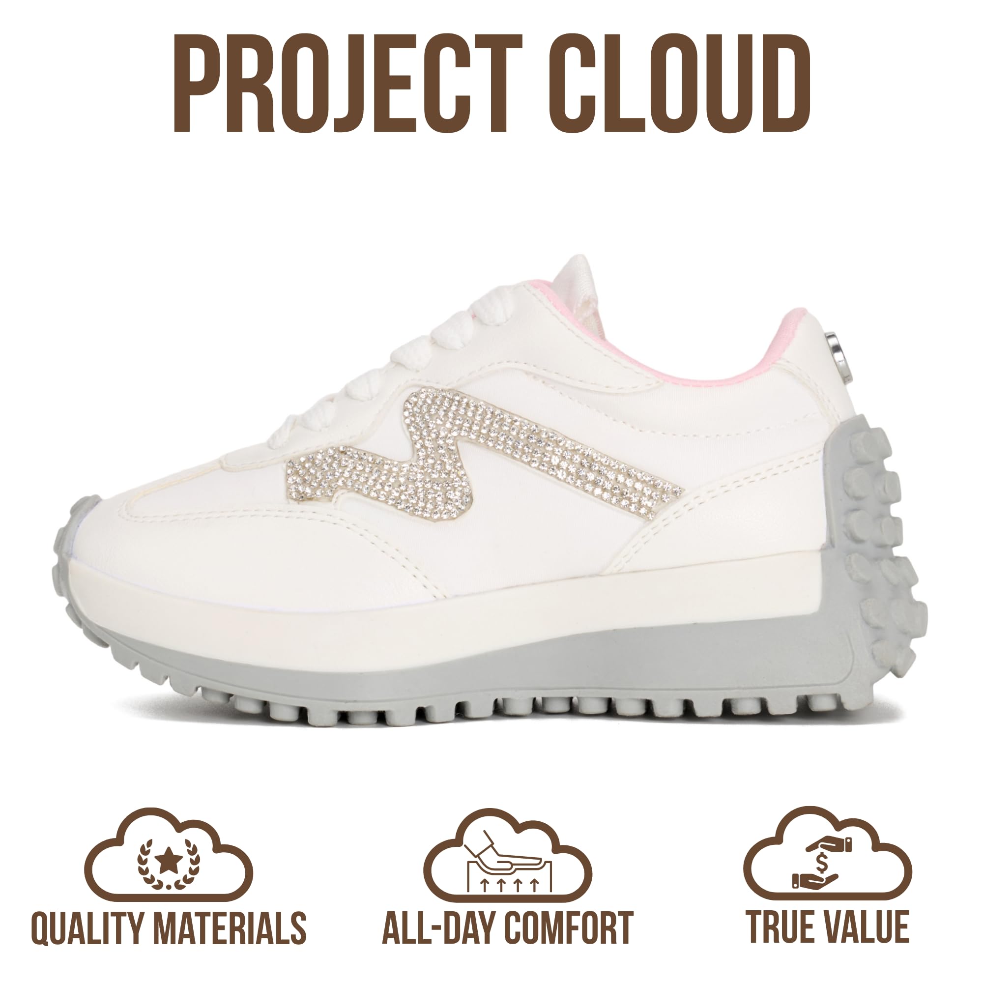 Project Cloud Kid Shoes for Girls - Girls Sneakers with Breathable Upper, Lightweight Design, Memory Foam Insole & Non-Slip Outsole (Little Lecco) — view 3