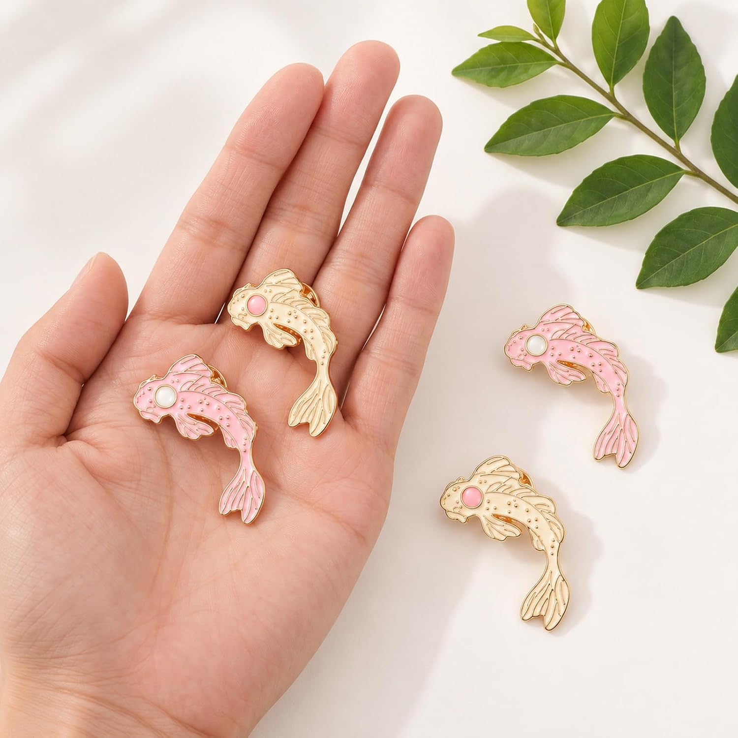 Cute Enamel Pins, 4Pcs Cartoon Koi Fish Lapel Pins Kawaii Badges image 4