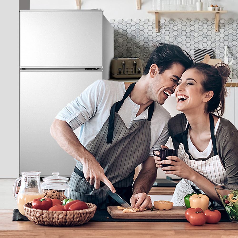 Refrigerador independiente con congelador superior de 30", refrigerador de tamaño completo con congelador, refrigerador de garaje, profundidad estándar, acero inoxidable, funciones de congelación y re
