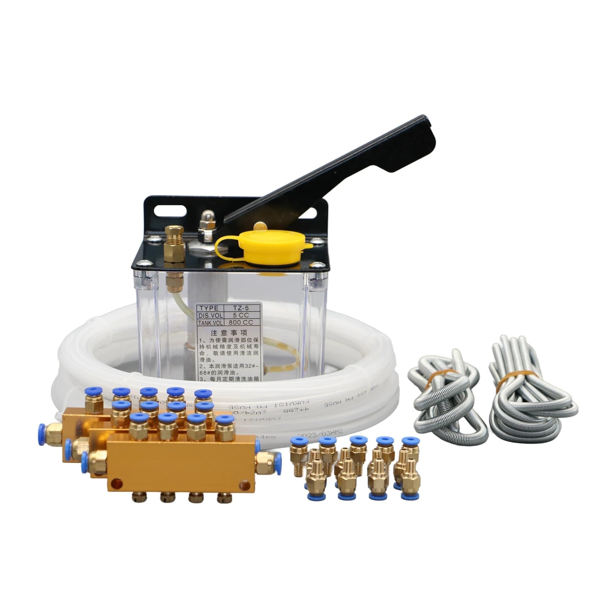 CNC-Handschmierpumpen-Set, Auslass, 4 mm, 6 mm, Handdruckölpumpe for CNC-Drehmaschinen, Fräsmaschinen(20m 4mm plastic tube)