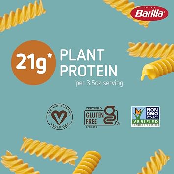 Barilla Chickpea Rotini Pasta, 8.8 oz (Pack of 10) - Vegan, Gluten Free, Non GMO & Kosher Made with Plant Based Protein