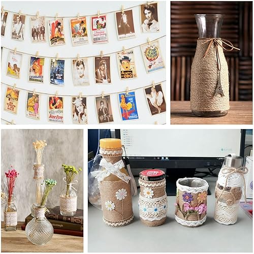 Miniatura 6 de Cuerda de yute de 3280 pies, 0.079 in, 3 capas, cuerda de yute duradera para aplicaciones de jardinería (10 piezas x 328 pies)