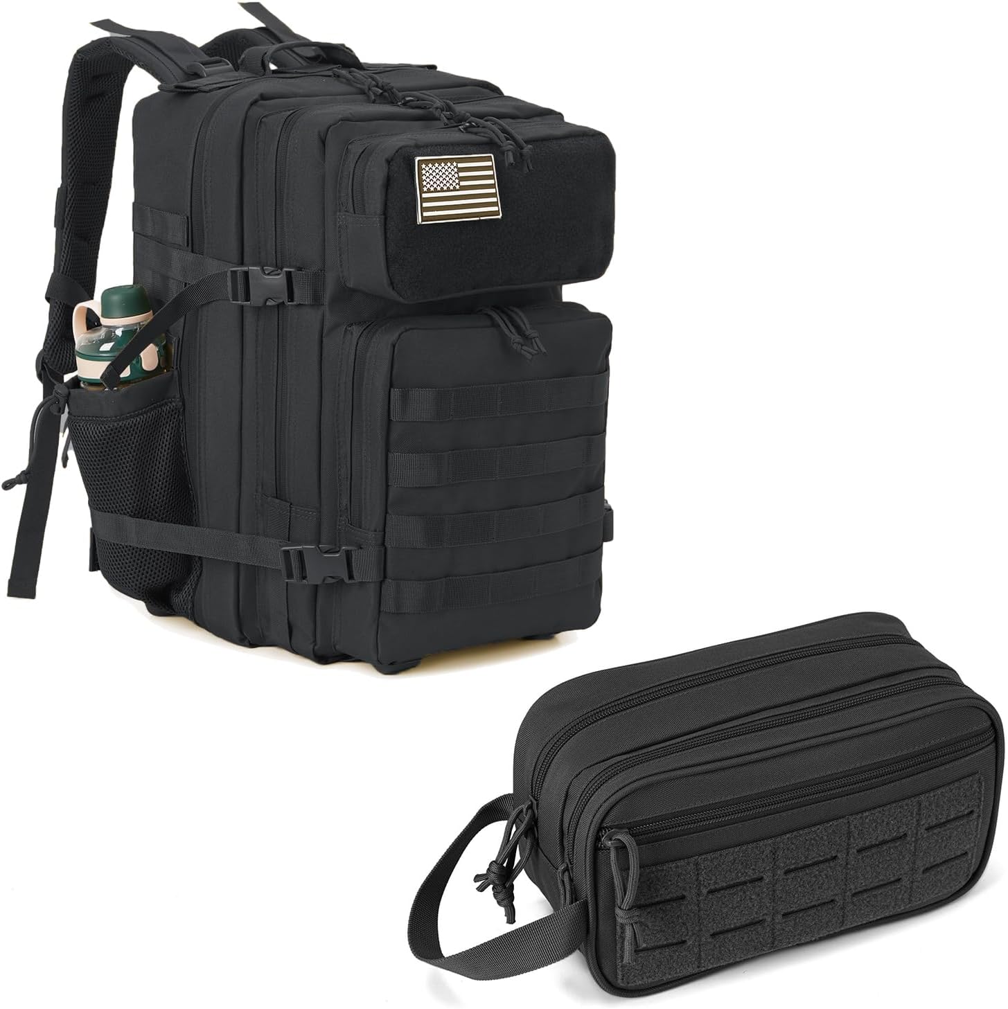 QT&QY 45L Tactical backpack & Tactical Toiletry Bag