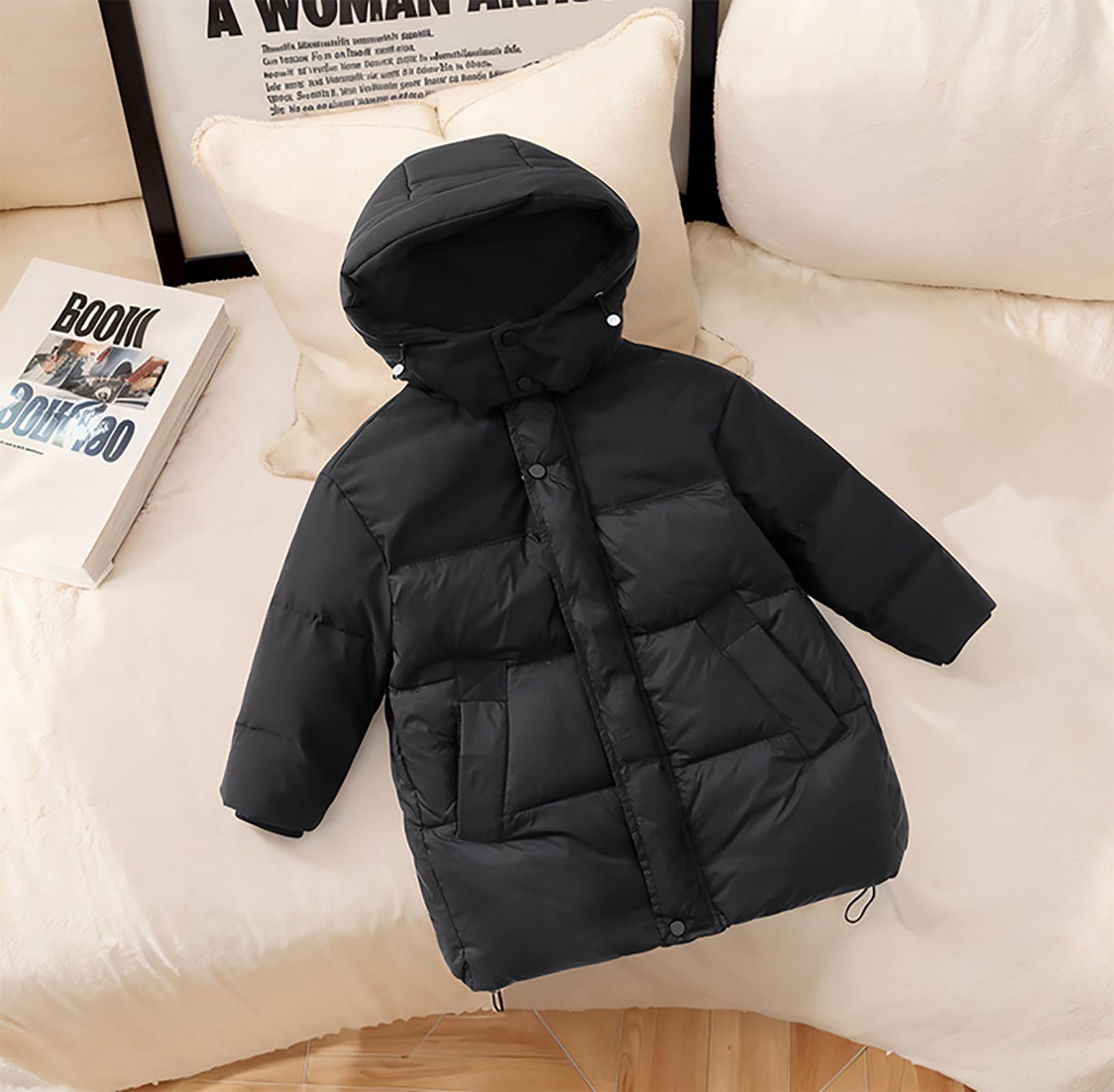 Cappotti Inverno Ragazza Piumino Bambino Ragazza Lunghezza media Cappotti caldi imbottitura in cotone tipo piumino