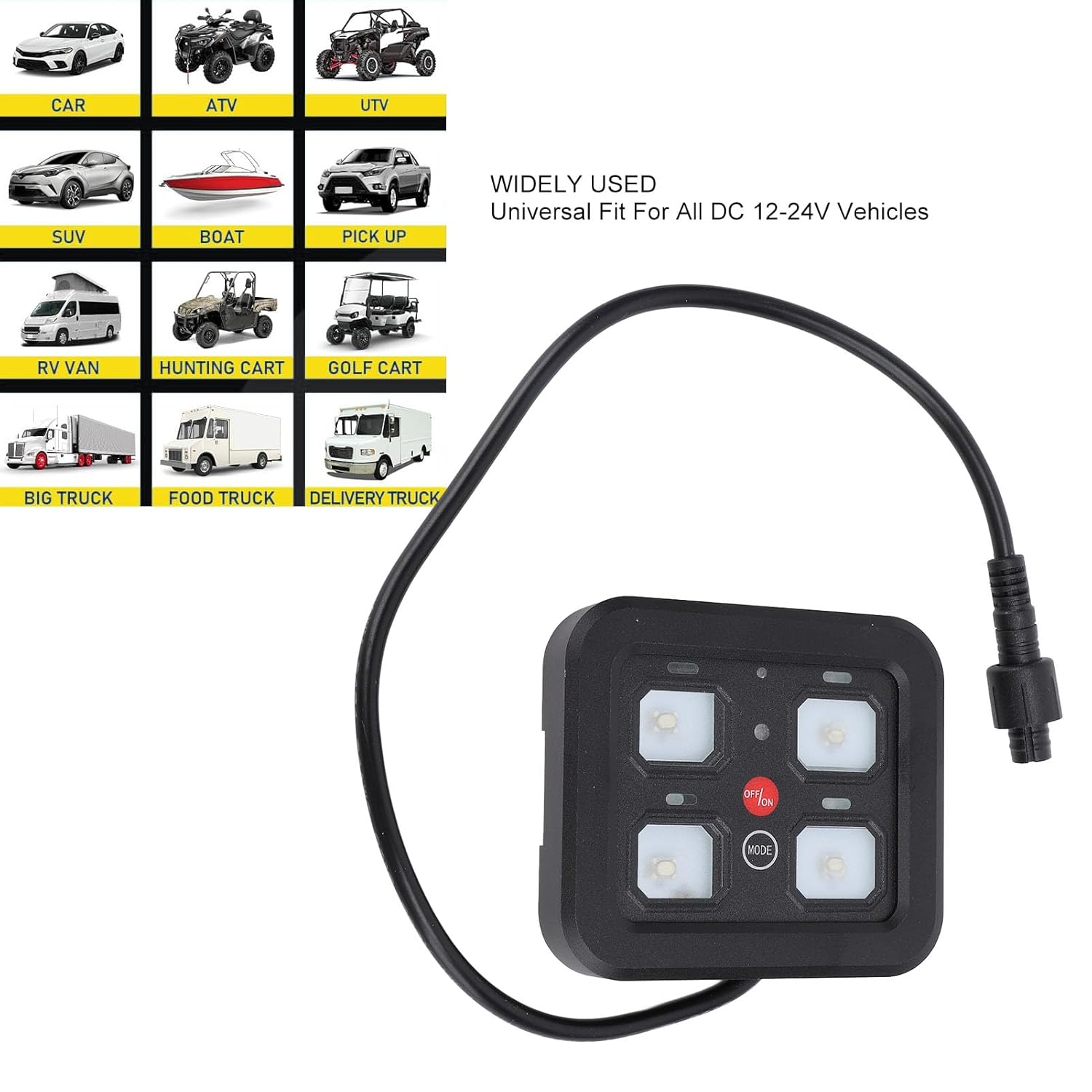 4 Gang Switch Panel, RV Switch Panel, DC 12 to 24V 3 Lighting Modes RGB Dimmable Built in Solid State Relays, Aluminum Switch Panel Easy Installation for Truck Boat Car ATV UTV RVs