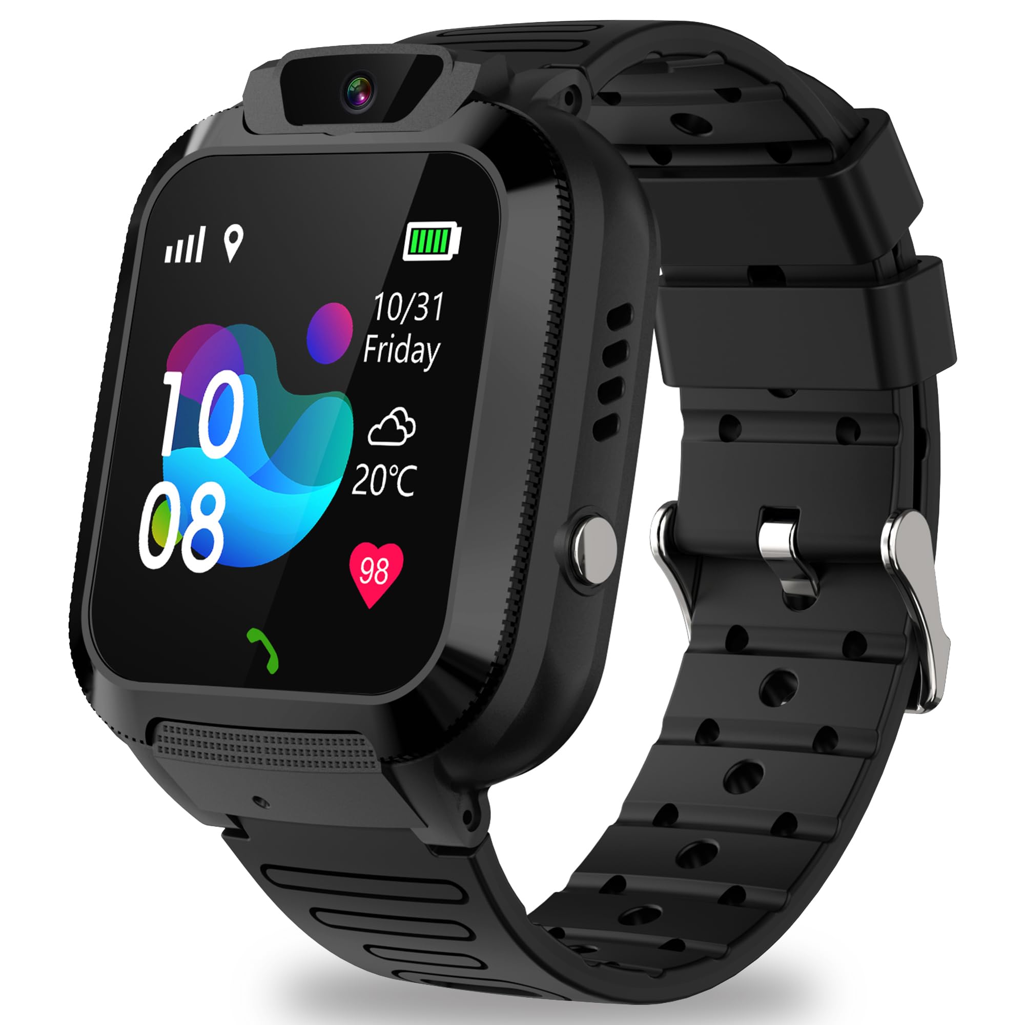 Reloj Inteligente Niño, Smartwatch Niños GPS y Llamadas, IP68 Impermeable, SOS, Cámara, Chat, Despertador, Clase Modo, Reloj Inteligente GPS y Llamadas, Regalos para Niños y Niñas