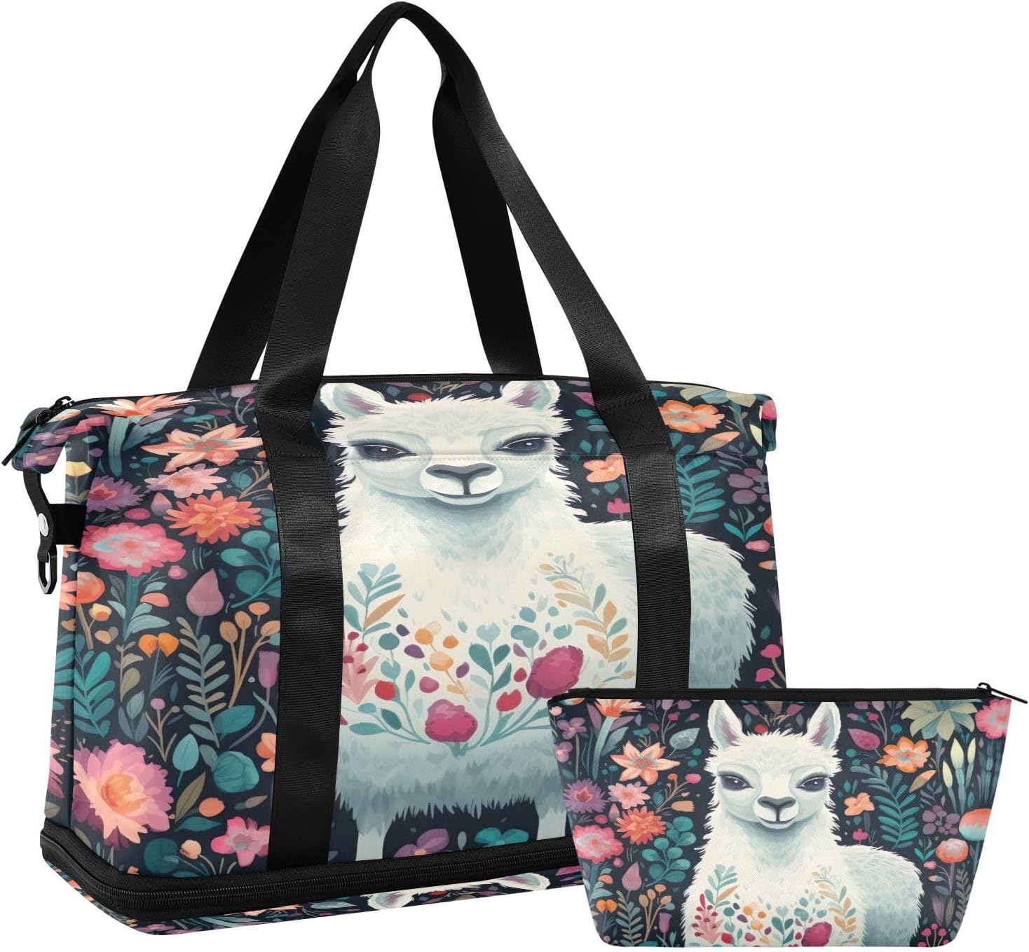 Alpaca Gym Bag - Weekender Overnight Bags for Women Men, Sport Travel Duffel Bag with Wet Pocket & Shoe Compartment