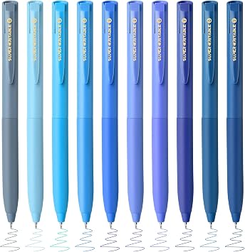 10 Pcs Colored Gel Pens, 0.5 mm Fine Point Ink Pen Blue Series